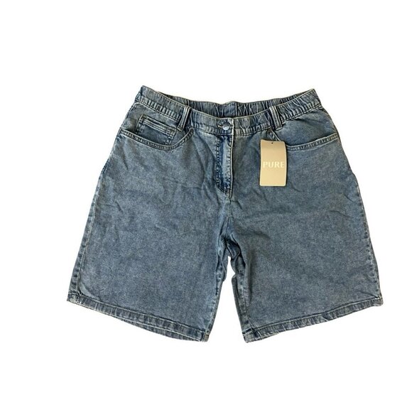 Pure By Ulla Popken Shorts Women’s Size 14 Blue Burmuda New - Picture 2 of 14